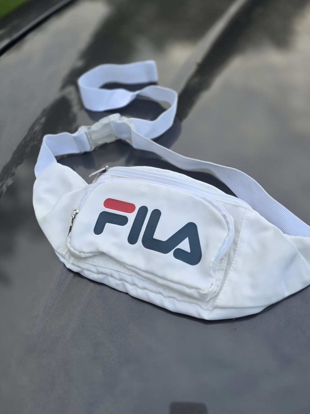 FILA White Waist Bag with Red & Navy Logo